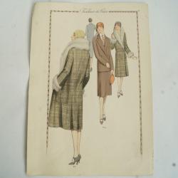 Gravure originale mode Tailleur de luxe Automne 1929