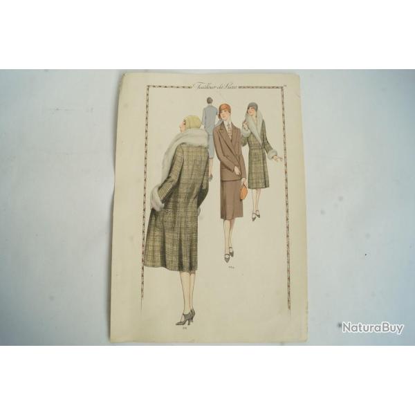 Gravure originale mode Tailleur de luxe Automne 1929