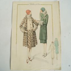 Gravure originale mode Tailleur de luxe Automne 1929