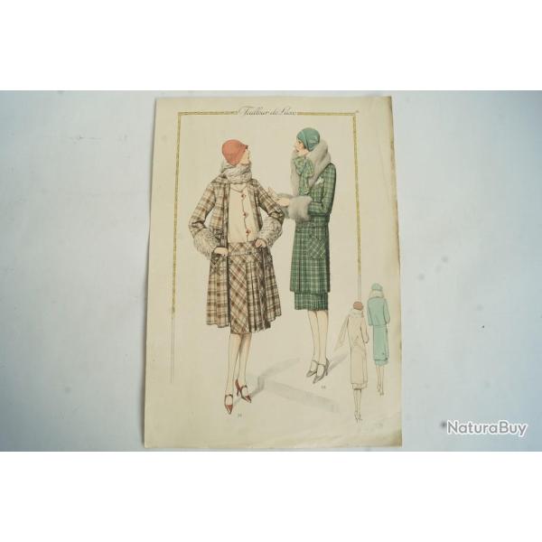 Gravure originale mode Tailleur de luxe Automne 1929