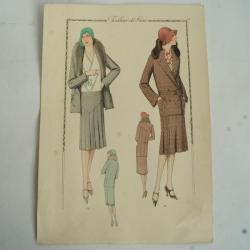Gravure originale mode Tailleur de luxe Automne 1929