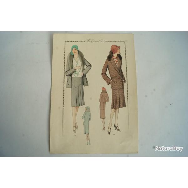 Gravure originale mode Tailleur de luxe Automne 1929