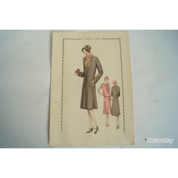 Gravure originale mode Tailleur de luxe Automne 1929