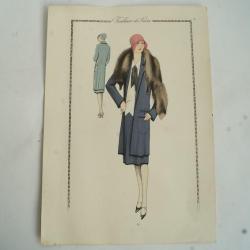 Gravure originale mode Tailleur de luxe Automne 1929