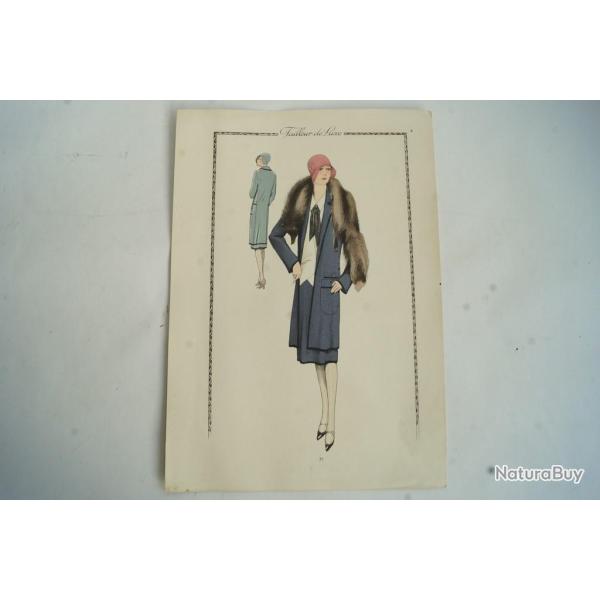 Gravure originale mode Tailleur de luxe Automne 1929