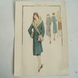 Gravure originale mode Tailleur de luxe Automne 1929