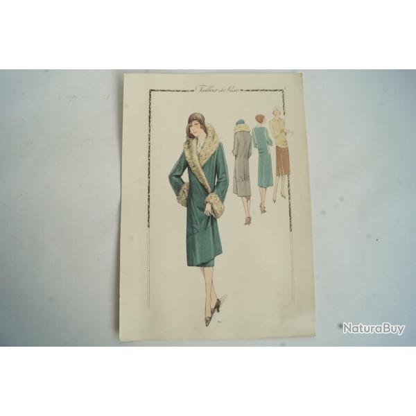 Gravure originale mode Tailleur de luxe Automne 1929