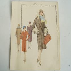 Gravure originale mode Tailleur de luxe Automne 1929