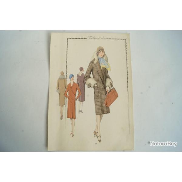 Gravure originale mode Tailleur de luxe Automne 1929