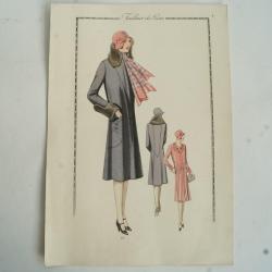 Gravure originale mode Tailleur de luxe Automne 1929