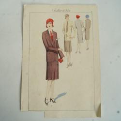 Gravure originale mode Tailleur de luxe Automne 1929