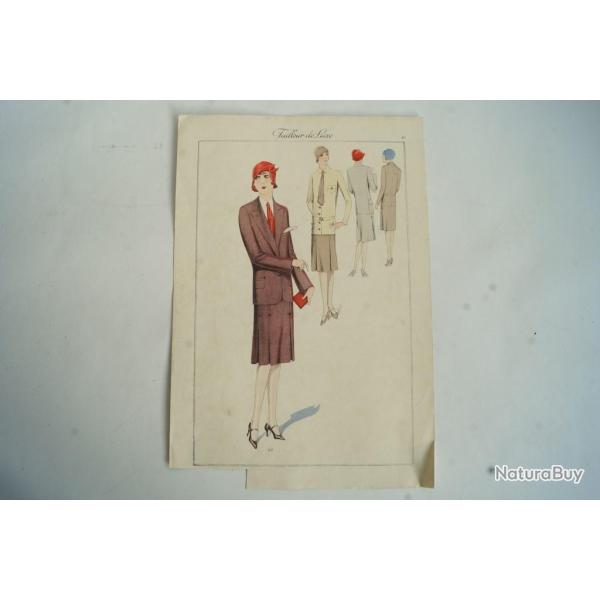 Gravure originale mode Tailleur de luxe Automne 1929