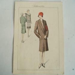 Gravure originale mode Tailleur de luxe Automne 1929