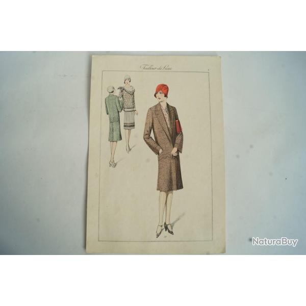 Gravure originale mode Tailleur de luxe Automne 1929