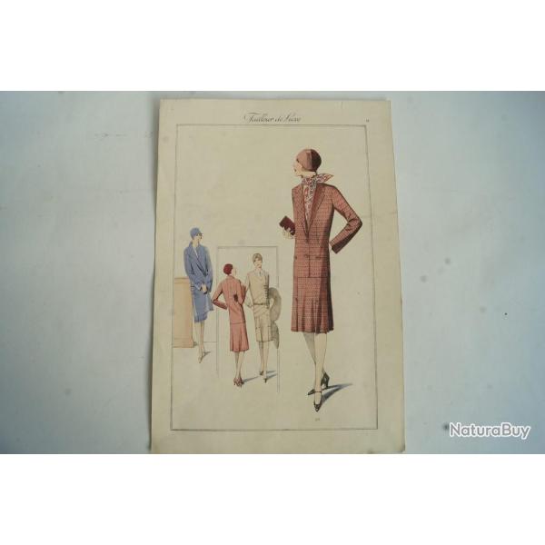 Gravure originale mode Tailleur de luxe Automne 1929