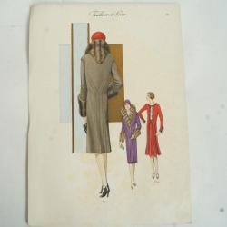 Gravure originale mode Tailleur de luxe Automne 1929