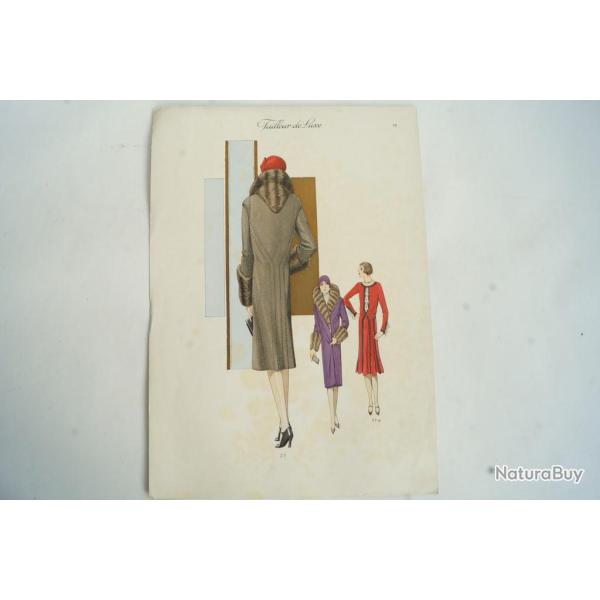 Gravure originale mode Tailleur de luxe Automne 1929