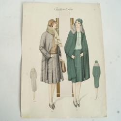 Gravure originale mode Tailleur de luxe Automne 1929