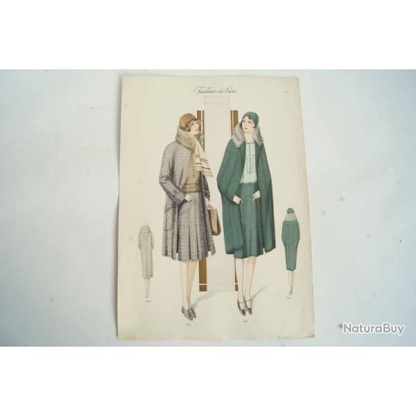 Gravure originale mode Tailleur de luxe Automne 1929