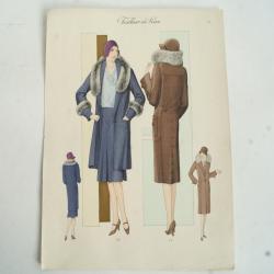 Gravure originale mode Tailleur de luxe Automne 1929