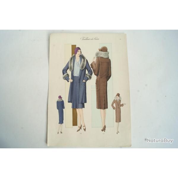 Gravure originale mode Tailleur de luxe Automne 1929