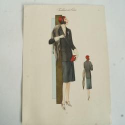 Gravure originale mode Tailleur de luxe Automne 1929
