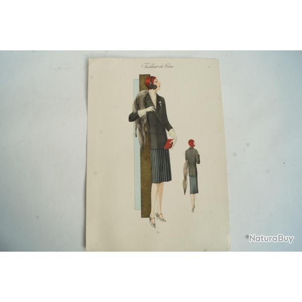 Gravure originale mode Tailleur de luxe Automne 1929