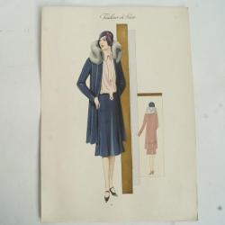 Gravure originale mode Tailleur de luxe Automne 1929
