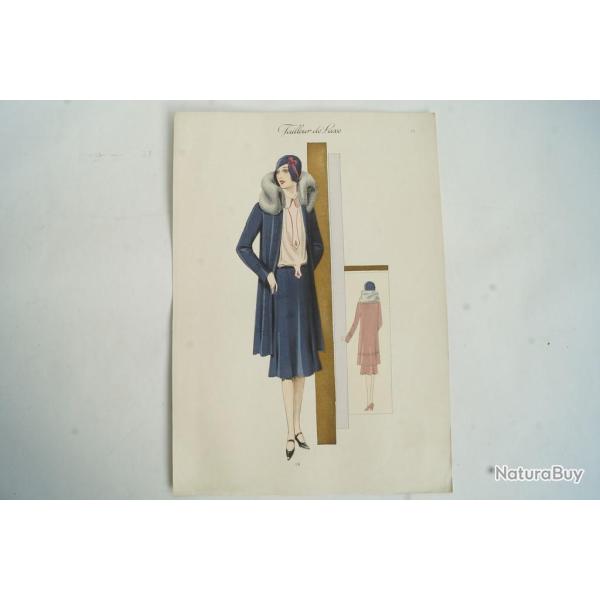 Gravure originale mode Tailleur de luxe Automne 1929