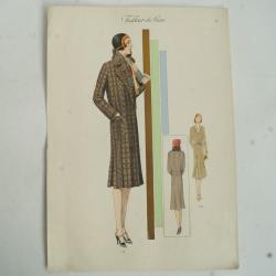 Gravure originale mode Tailleur de luxe Automne 1929