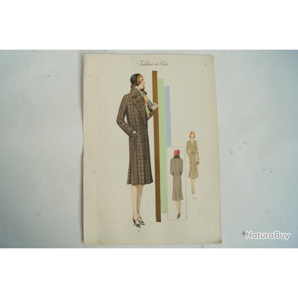 Gravure originale mode Tailleur de luxe Automne 1929
