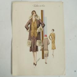 Gravure originale mode Tailleur de luxe Automne 1929
