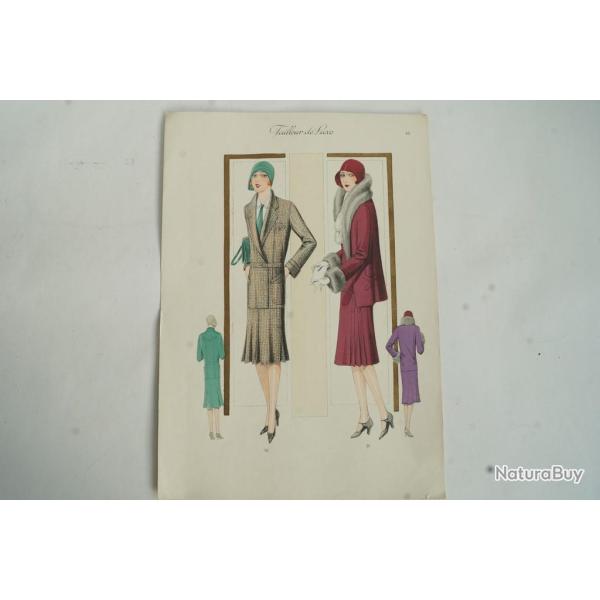 Gravure originale mode Tailleur de luxe Automne 1929