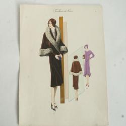 Gravure originale mode Tailleur de luxe Automne 1929