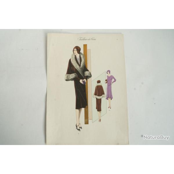 Gravure originale mode Tailleur de luxe Automne 1929