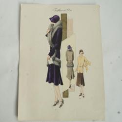 Gravure originale mode Tailleur de luxe Automne 1929