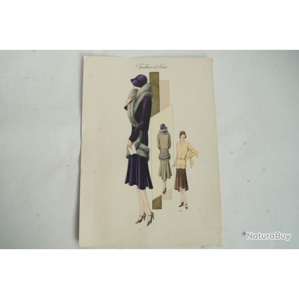 Gravure originale mode Tailleur de luxe Automne 1929