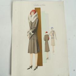 Gravure originale mode Tailleur de luxe Automne 1929