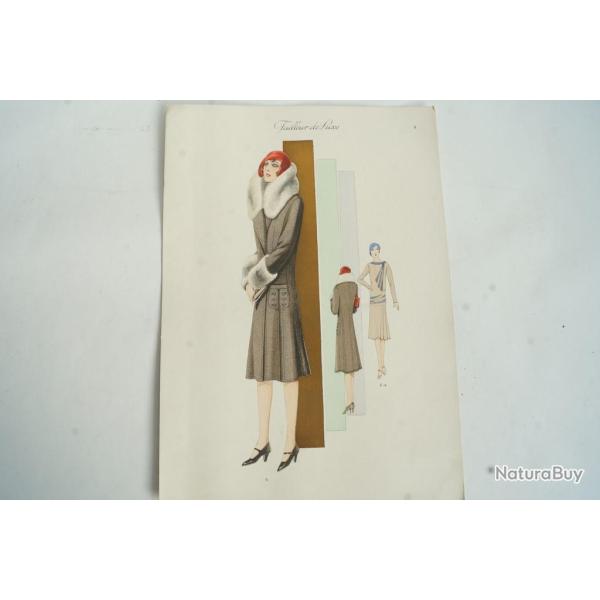 Gravure originale mode Tailleur de luxe Automne 1929