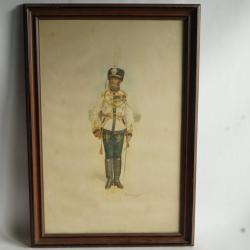 Lithographie militaire Benckendorff Mar&eacute;chal du logis Hussard Russe
