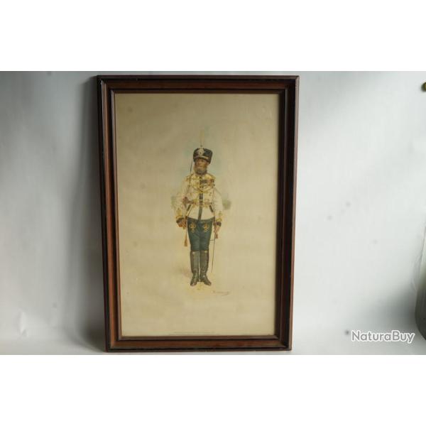 Lithographie militaire Benckendorff Mar�chal du logis Hussard Russe