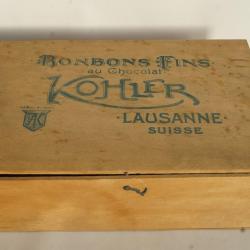 Bo&icirc;te bois Bonbons chocolat KOHLER Suisse