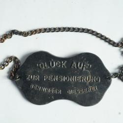 Plaque Gl&uuml;ck Auf zur pensionierung Benninger Suisse