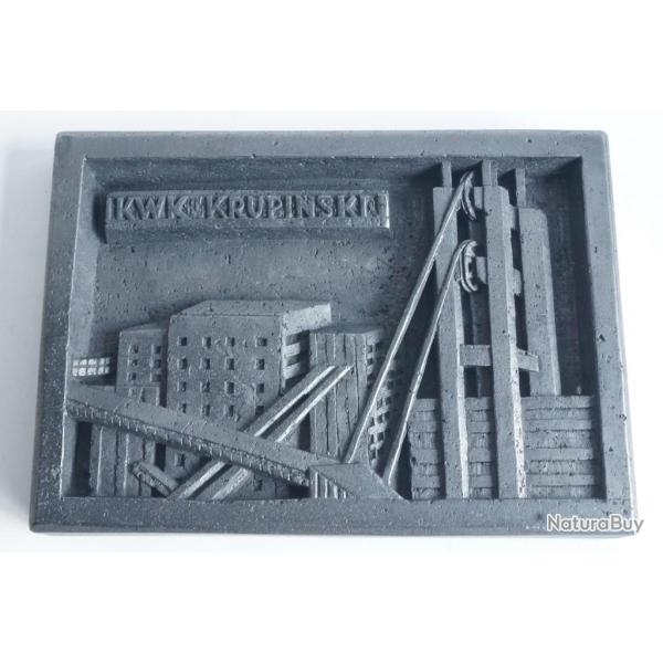 Plaque Charbon sculpt� Mine KWK Krupinski Pologne