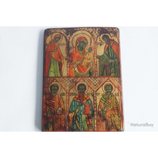 Ic�ne orthodoxe russe Vierge � l'Enfant et saints
