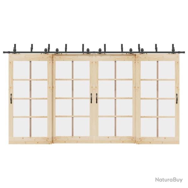 Kit de quincaillerie de porte coulissante 427 cm acier noir