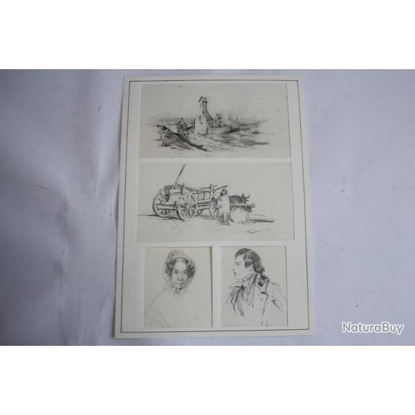 Dessins originaux mine de plomb XIXe si�cle