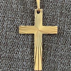 Croix pleine en or massif 18 carats - Bapt&ecirc;me - M&eacute;daille - Catholique - Chr&eacute;tien