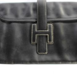 HERMES Pochette cuir noir