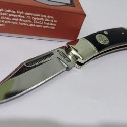 Couteau Marbles Lockback | Lame Acier D2 Mirror Polished | Manche Micarta Noir | Ouverture 2 Mains